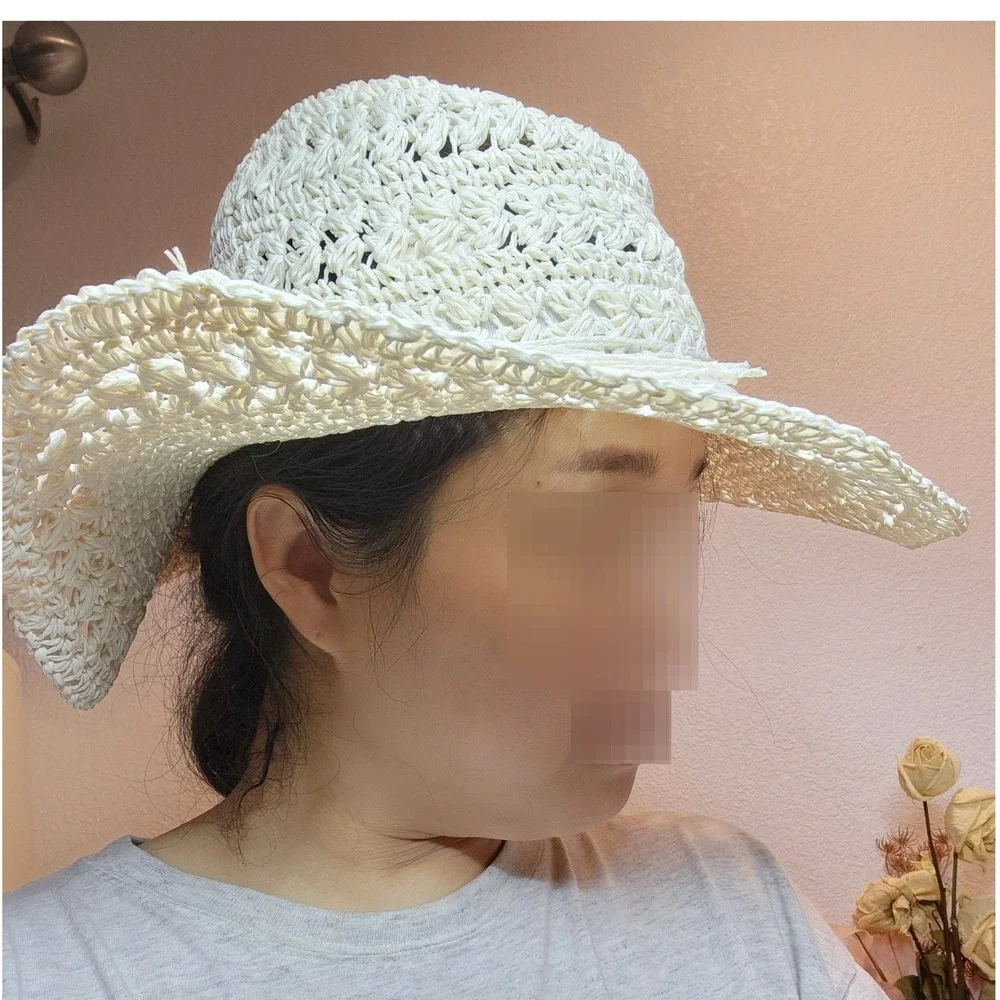Scala Collezione Woven‎ Toyo Straw Sun Hat Wide Brim Summer Beach OS